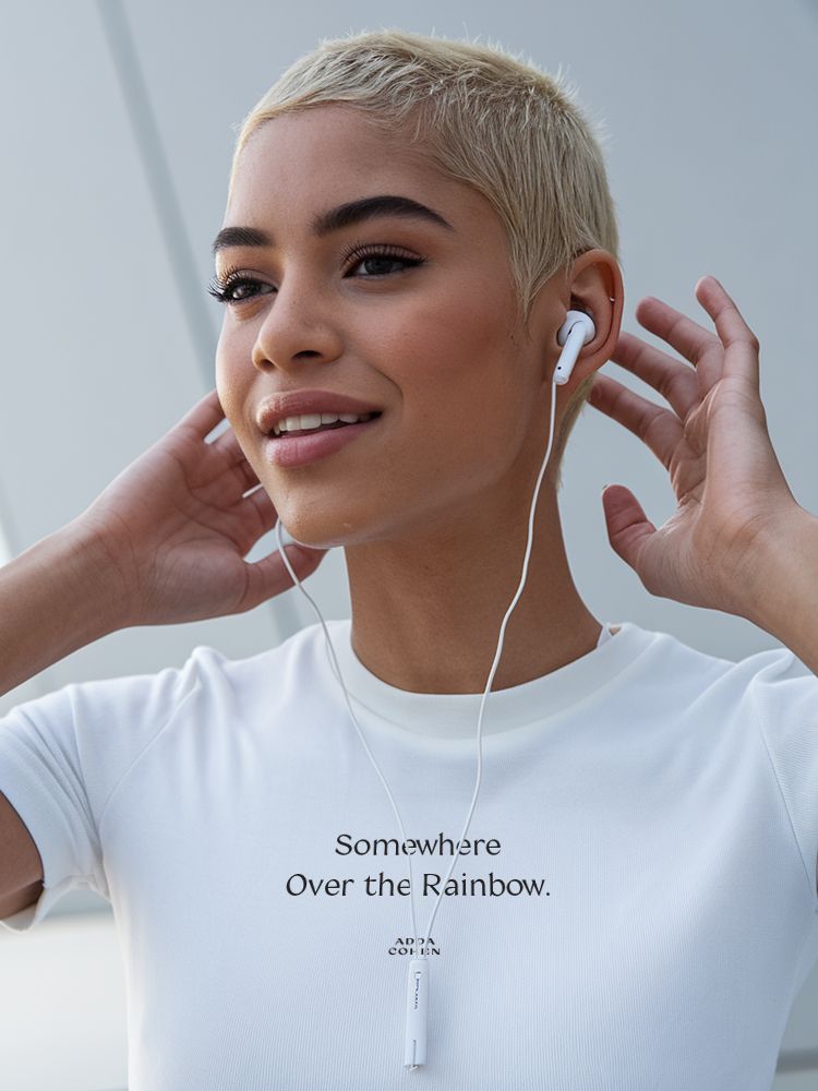 "Adda Cohen "Somewere over the Rainbow" artwork on 100% cotton tee"